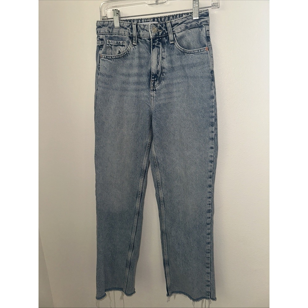 Zara Women's High Waisted Denim Jeans‎ Tapered 90s Light Wash Blue Size 2